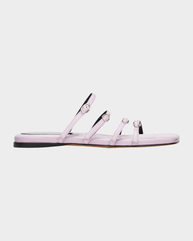 Square Buckle Flat Slide Sandals
